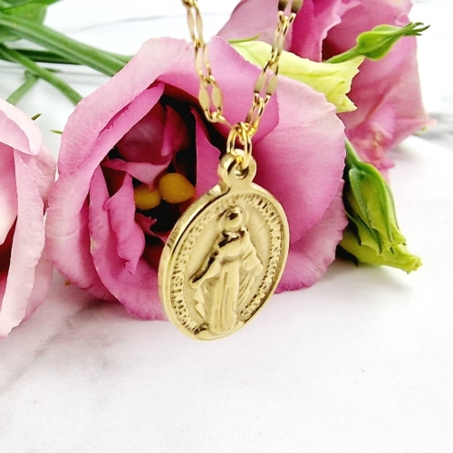 Naszyjnik STAL CHIRURGICZNA medalion "Maryjka" splot