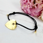 Bransoletka STAL CHIRURGICZNA uniwersalna czarny sznurek serce