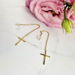 Kolczyki STAL CHIRURGICZNA wiszące krzyżyki małe Vi