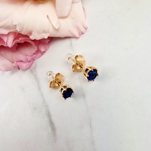 Kolczyki STAL CHIRURGICZNA kryształki granatowe 0,6 cm 