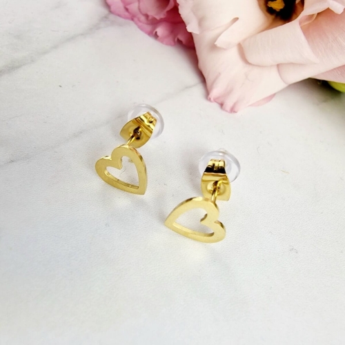 Kolczyki STAL CHIRURGICZNA serce ażurowe 0,8 cm