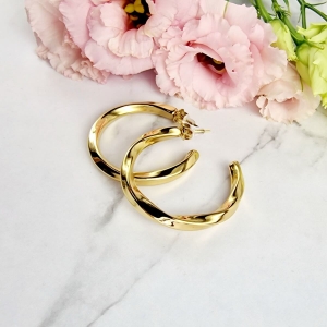 Kolczyki STAL CHIRURGICZNA koła niedomknięte 4 cm skręcony wzór 