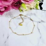 Bransoletka na stopę STAL CHIRURGICZNA kulki złote na łańcuszku