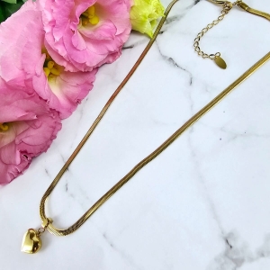 Naszyjnik STAL CHIRURGICZNA żmijka serce grubsze