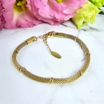 Bransoletka STAL CHIRURGICZNA grubszy splot okrągły złote pierścienie