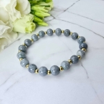 Bransoletka STAL CHIRURGICZNA gumkowa kamień marmur szary