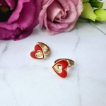 Kolczyki STAL CHIRURGICZNA bigiel dla dziewczynek serce czerwone ażurowe