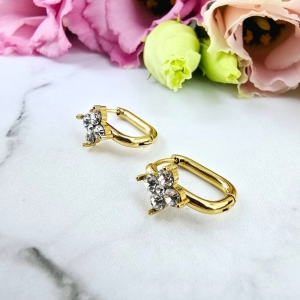 Kolczyki STAL CHIRURGICZNA elipsa lilia kryształki