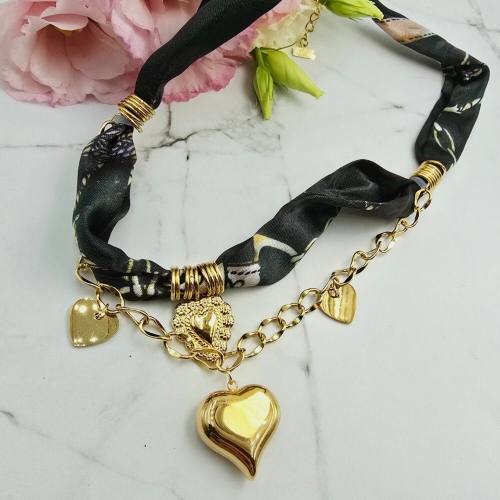 Naszyjnik STAL CHIRURGICZNA PREMIUM materiał złote serca