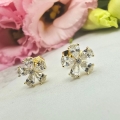 Kolczyki STAL CHIRURGICZNA mały kwiatek jasne kryształki 0,8 cm 2