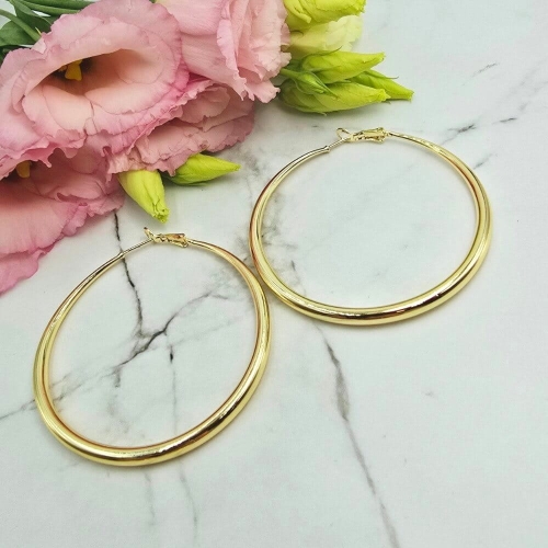 Kolczyki STAL CHIRURGICZNA koła 5 cm grubszy dół jasne złoto