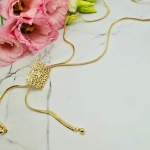 Naszyjnik STAL CHIRURGICZNA krawatka medalion kwiatki ażurowe cyrkonie jasne złoto