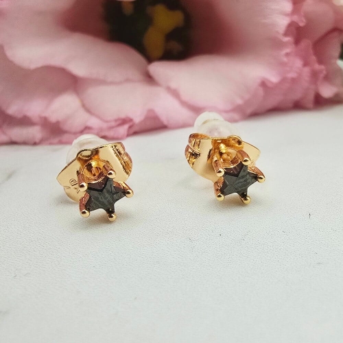 Kolczyki STAL CHIRURGICZNA gwiazdka kryształek czarna 0,5 cm