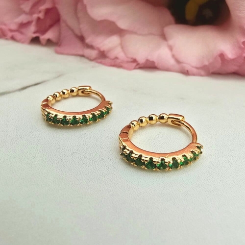 Kolczyki STAL CHIRURGICZNA bigiel zielone cyrkonie 1,2 cm