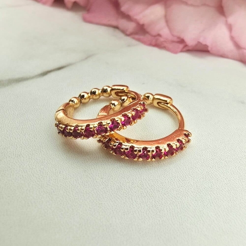 Kolczyki STAL CHIRURGICZNA bigiel różowe cyrkonie 1,2 cm