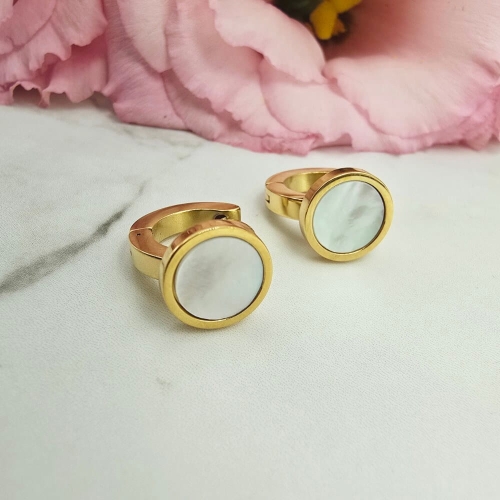 Kolczyki STAL CHIRURGICZNA bigiel okrągły element masa perłowa