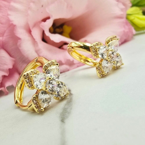 Kolczyki STAL CHIRURGICZNA bigiel lilia kryształek cyrkonie