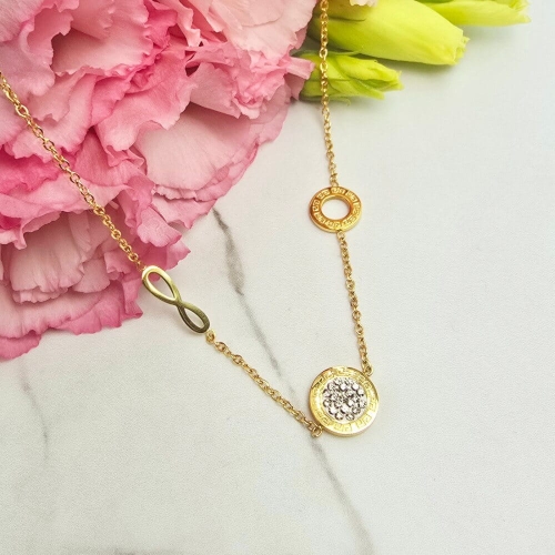 Naszyjnik STAL CHIRURGICZNA celebrytka nieskończoność kółka cyrkonie