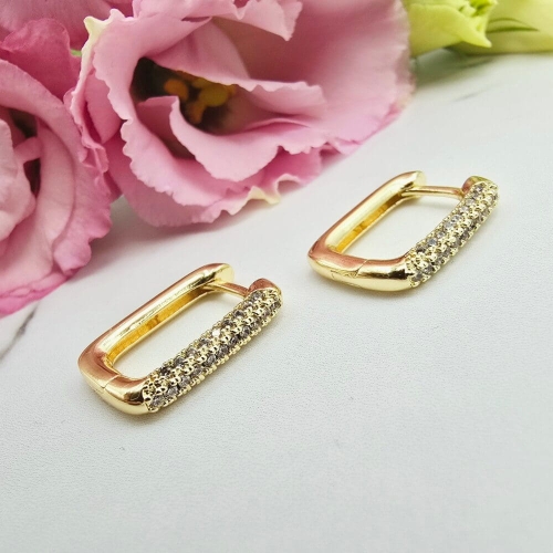 Kolczyki STAL CHIRURGICZNA elipsa cyrkonie jasne złoto