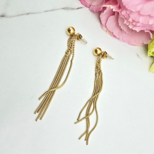 Kolczyki STAL CHIRURGICZNA kulka wiszące łańcuszki