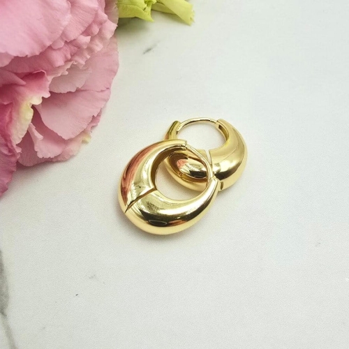 Kolczyki STAL CHIRURGICZNA bigiel grubszy dół jasne złoto 2 cm