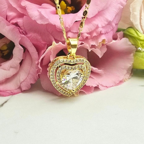 Naszyjnik STAL CHIRURGICZNA medalion serce jasny kryształek