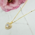Naszyjnik STAL CHIRURGICZNA medalion serce jasny kryształek 3