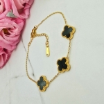 Bransoletka STAL CHIRURGICZNA trzy czarne koniczyny szersze