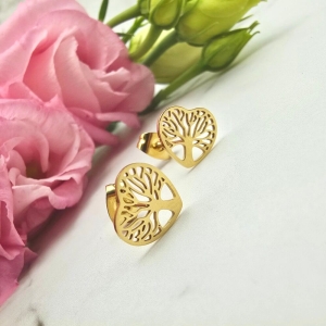 Kolczyki STAL CHIRURGICZNA serce ażurowe drzewo życia