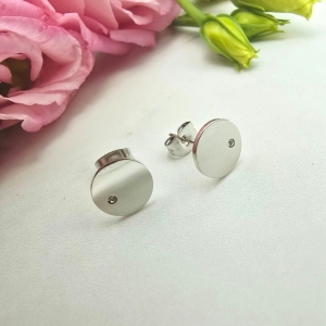 Kolczyki STAL CHIRURGICZNA kółko z cyrkonią 1 cm srebrny kolor