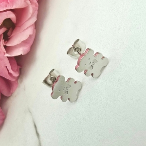 Kolczyki STAL CHIRURGICZNA miś klasyk 1 cm srebrny kolor