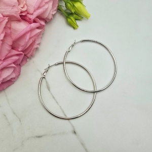 Kolczyki STAL CHIRURGICZNA koła 5 cm klasyk srebrny kolor