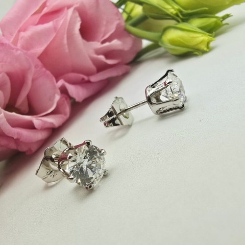 Kolczyki STAL CHIRURGICZNA kryształki jasne 0,6 cm srebrny kolor