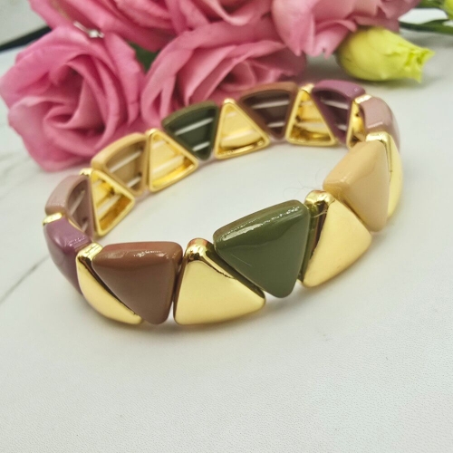 Bransoletka elastyczna trójkąty złote i kolorowe