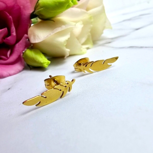 Kolczyki STAL CHIRURGICZNA piórka małe