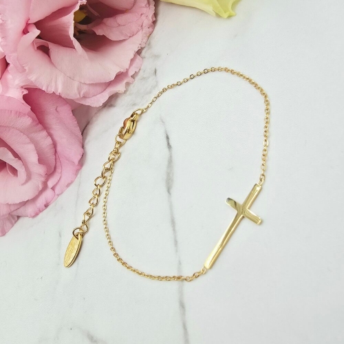 Bransoletka STAL CHIRURGICZNA krzyżyk poziomy średni klasyk