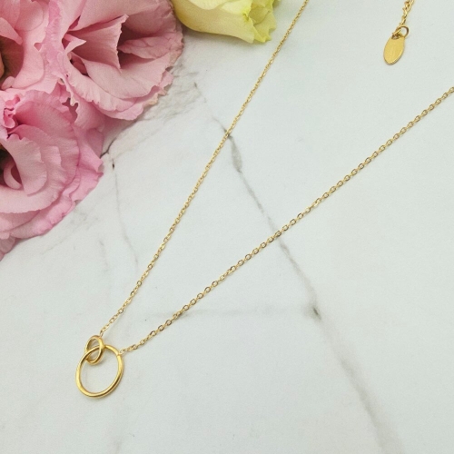 Naszyjnik STAL CHIRURGICZNA dwa kółka ażurowe 