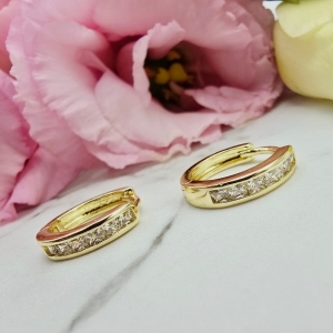 Kolczyki STAL CHIRURGICZNA bigiel kryształki 1,5 cm jasne złoto