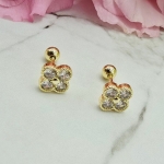 Kolczyki STAL CHIRURGICZNA kwiatek kryształki zakręcana kulka