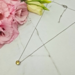 Naszyjnik Srebrny STAL CHIRURGICZNA medalion okrągły kryształek żółty