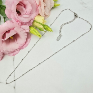 Naszyjnik srebrny STAL CHIRURGICZNA bez przywieszek kuleczki małe 45 cm