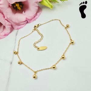 Bransoletka na stopę STAL CHIRURGICZNA kuleczki wiszące