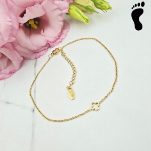 Bransoletka na stopę STAL CHIRURGICZNA ażurowa koniczyna