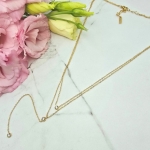 Naszyjnik STAL CHIRURGICZNA podwójny zwis kryształki okrągłe