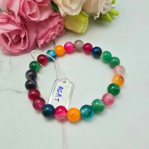 Bransoletka gumkowa kamień AGAT kolorowe błysk