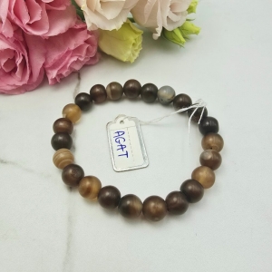 Bransoletka gumkowa kamień AGAT brązowo czarne