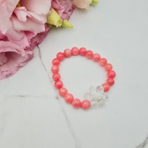 Bransoletka gumkowa kamień AGAT dla DZIECI kwiatek