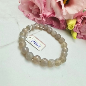 Bransoletka gumkowa kamień JADEIT szary