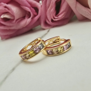 Kolczyki STAL CHIRURGICZNA bigiel kolorowe kryształki 1 cm