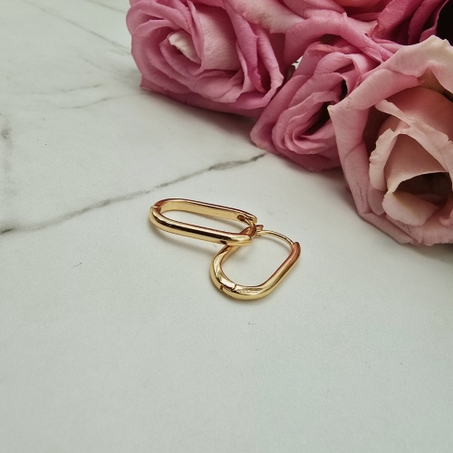 Kolczyki STAL CHIRURGICZNA złota elipsa klasyk 2 cm 